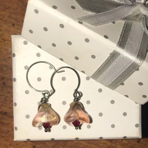 Vintage Glass and Crystal Tulip Earrings